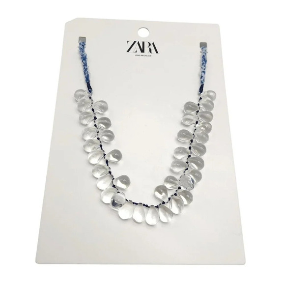 Zara Clear Resin Teardrop Tie Necklace Retired Design New With Tags READ ME - Picture 1 of 6